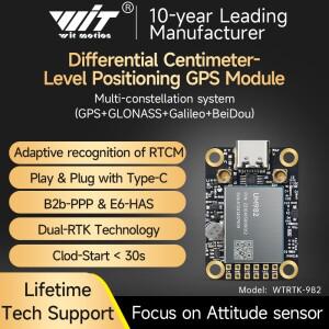WITMOTION GNSS GPS-RTK 모듈 UM982 고정밀 센티미터 레벨 차동 로버 ZED-F9P 포지셔닝 방향
