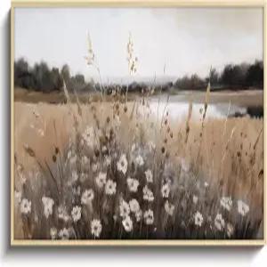 VIYYIEA 대형 액자 스 벽 예술 20x40 가을 야 풍경화 거실 침실용 침대 위 중립 장식 가로형 레트로 빈