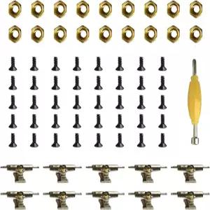 EBCO 10x 트럭 40x 나사 20x 너트 및 96mm 핑거보드 스케이트보드 목재 데크 부품 키트용 스패너 도구
