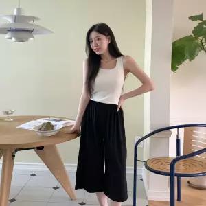 [다잇템]여성 와이드팬츠 캐쥬얼 고무줄 칠부 팬츠