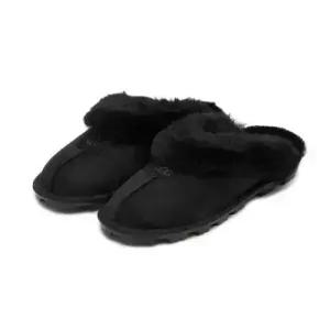 ugg WOMEN 퍼 카라 스웨이드 슬리퍼 (코케트) - 블랙 5125BLK