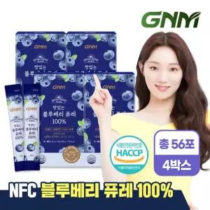 [총 56포] GNM 맛있는 NFC 블루베리 퓨레 100 14포 X 4박스 / 블루베리즙 주스