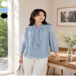 [A] 스카프넥 쉬폰 블라우스 3종택1