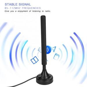 저층용 가정용 고감도 USB FM 안테나  25dB 고이득 라디오 신호 증폭기 포함  85-112Mhz