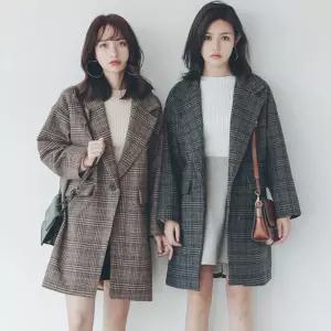 루즈핏 모직 체크 자켓 OSM-1006044