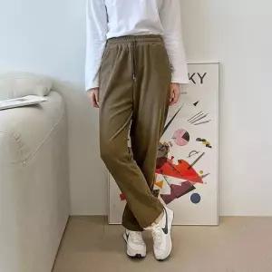 골덴바지 따뜻한 일상 기모 골덴 바지 여성 배기 팬츠