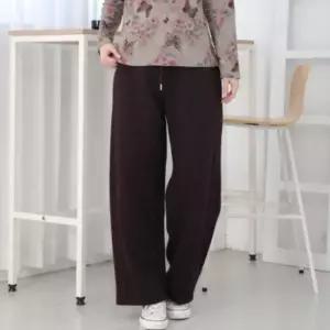 기모바지 겨울 중년 여성 모던 와이드 밴딩 팬츠 기모 통바지