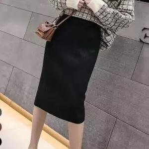 여성 가을 하이웨스트 니트 골지 H라인 롱 스커트 라인롱치마 데일리치마 F8C2F