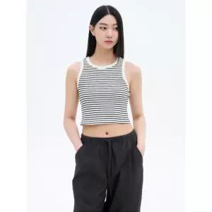 에잇세컨즈 스트라이프 세미 크롭 탱크탑 아이보리 5202566
