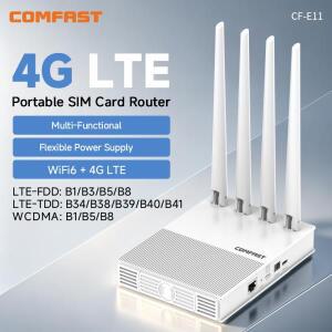 COMFAST AX300 4G LTE 모뎀 SIM 카드 포함 WiFi6 야외용 휴대용 핫 무선 라우터 안테나 플러그 앤 플레이 E