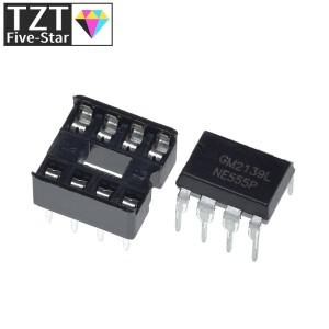 10개  (각 5개) NE555 IC 타이머 프로그래밍 발진기 칩 및 8핀 DIP 소켓