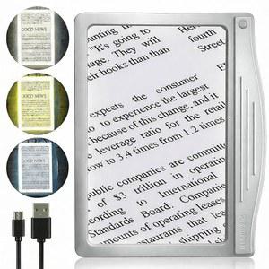 MAGNIPROS 5X [충전식] 대형 초고휘도 LED 페이지 확대경 눈부심 방지 렌즈와 3단계 무단계 컬러 라이트 모드로 눈의 피로를 해 줍니다 - 작은 인쇄물 읽기 저시력 노인에게 적합합니다