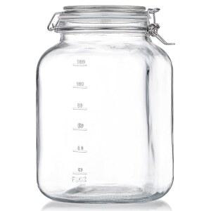 밀폐 뚜껑이 있는 1갤런 유리병 입구 너비 오트용 뚜껑 사각형 BPA 누수 2개 통조림 오버 무함유 유리 병 절임 눈금 대용량 용기 메이슨 방지 보관 3인치