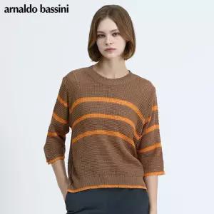 [아날도바시니(ARNALDO BASSINI)] 라인 배색 7부 니트 (택가격 138000원)