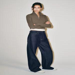 ZARA ZW 컬렉션 미드라이즈 스트레이트 청바지 - 블루 6840/260/407