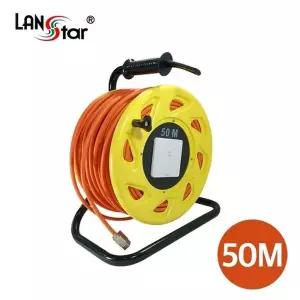 [새론웨이]LANstar LS-CAT7-50MR 장거리 이동형 드럼 릴 랜케이블 CAT.7 SSTP, 50M (단선/주황)