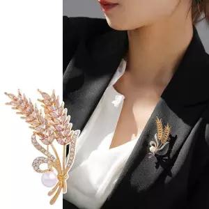 아트박스/루즈루나 클라라 샴페인 크리스탈 꽃 정장 자켓 고급 브로치
