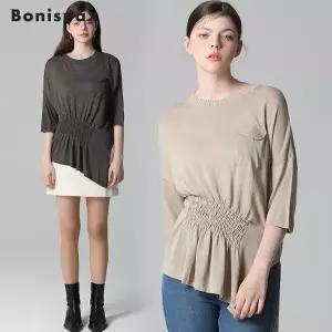 [(Bonispax)] 허리 스모킹 가슴포켓 니트 (택가격 89000원)
