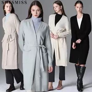[쉬즈미스][쉬즈미스(SHESMISS)] 올리브 벨티드 브이넥 롱 울니트 가디건 (택가격 198000원)