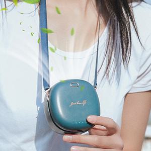 F37 목걸이 조개 선풍기 3단 조절 대용량 배터리 2000mAh 수직쿨러 넥풍기 허리 옷안 쿨링팬