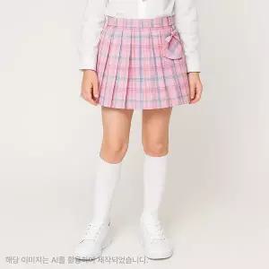 [로엠걸즈] 하트 포켓 체크 플리츠 스커트 RGWH2581P_7358