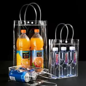 PVC 투명 쇼핑백 (세로타입) 2size 선물 답례품 포장 구디백 비닐백 손잡이 가방 꽃 화분 간식 가방