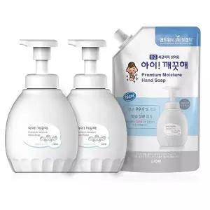 [아이깨끗해]  프리미엄 핸드워시 450ml x 2 + 리필 600ml - 힐링코튼향 더 촉촉