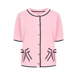 (택가 119000원)리본라인배색반팔가디건_I6A-CCA027