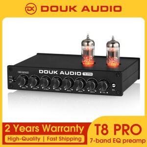 Douk o T8 HiFi 밸브 튜브 스테레오 밸런스드 XLR/RCA 프리 7 밴드 EQ 이퀄라이저 홈 톤 컨트롤이있는 홈 스피커