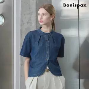 라운드헴 차이나 카라 데님 블라우스 (XP2BA011L0)
