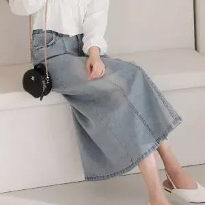 까르죠아 뒷 밴딩 빅사이즈 청치마 데님스커트 여성 여자 봄 77 88 980326