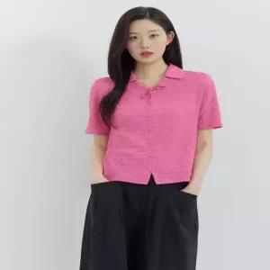 지센/애플아울렛/한달만[26SS] 리본포인트 오픈 반팔 티셔츠  LCTSQ525