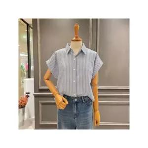[아니베에프] A66WTB760 숏 소매 스트라이프 셔츠_P430255819