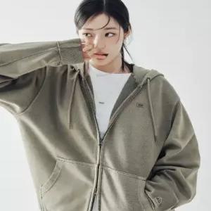 리 LEE 다이드 라벨 후드 집업 피그먼트 브라운