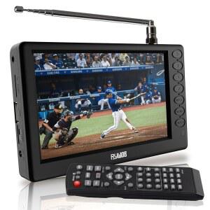 라이왑 5인치 소형 휴대용 TV ATSC /TF 카드 /USB 포함 미니 디지털 캠핑 자동차 주방 여행 비상용 스탠드 배터리 작동