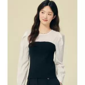 JJ지고트 제이제이 지고트니트배색블라우스 GP4A0BLR11