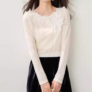 [블랙린드]플로렛 입체꽃 웨이브 티셔츠 C26ATS281