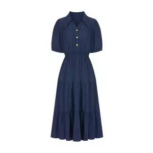 (택가 119000원)카라금장셔링플레어원피스_V6B-COP042