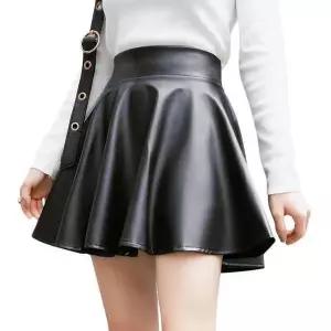 여성 일상 스타일 가죽 플레어 미니스커트 (49794745)