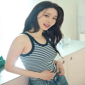 유플리앙 모달 스트라이프 캡내장 슬리브리스 브라탑 캡 나시 런닝 민소매 노브라티