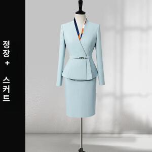 깜3 여성 그레이 정장 세트 호텔 프런트 카고 유니폼 쥬얼리 숍 매니저 작업복 고급