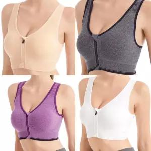 S-5XL [가슴패드추가증정] 빅사이즈 앞지퍼스포츠브라 하이서포트 노와이어 브라렛 심리스 브래지어 홈트