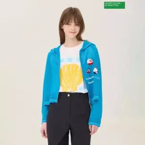 베네통 돛단배 크롭 후드 집업 가디건 BAKC58531
