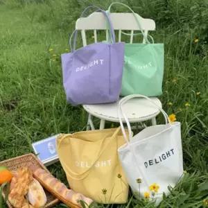 [라일리] Rly 연두색 노란색 흰색 레터링 캔버스백 6컬러