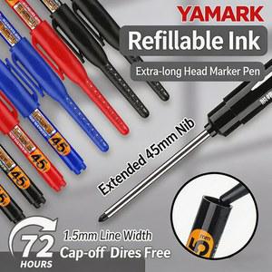 페인트 마카펜 45mm 초장형 오일베이스 마커 리필 가능 검정색 목재 타일 건설 현장의 깊은 구멍 라인 마킹용