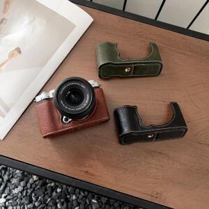 Fujifilm X-M5 Fuji 하프 바디 백 배터리 바닥 개방 커버 용 레트로 PU 가죽 카메라 케이스