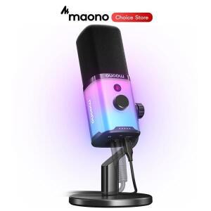 MAONO PD100X 게이밍 마이크, USB XLR 다이나믹 EQ 소프트웨어 RGB, 음소거, 헤드폰 잭, 게이머 스트리밍