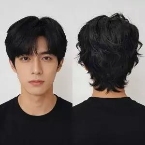 [제이큐]남성 가르마 통가발 남자 자연스러운 패션 헤어 전체가발