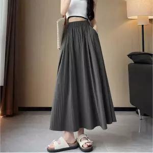 허리 공항패션 패션 스커트 여행룩 룩 편한 밴딩 여행 치마 롱 공항