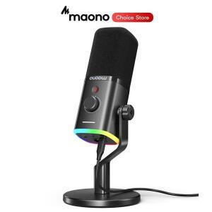 MAONO PD100X 마이크 USB/XLR 다이나믹 마이크(PC용, 음소거 버튼 포함) RGB 데스크탑 스탠드 마이크(팟캐